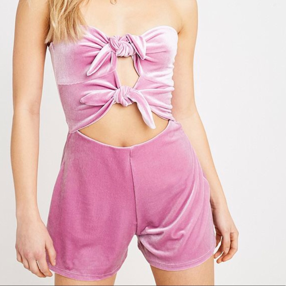 Urban outfitters tie front velvet romper